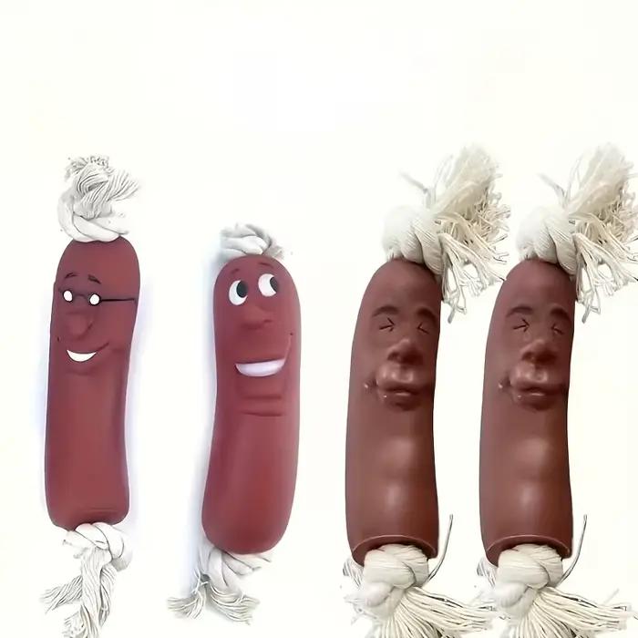 Jouet à mâcher pour chien en forme de saucisse - Résistant aux morsures et difficile à casser