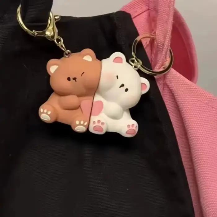 Porte-clés magnétiques pour couple de chiens mignons, pendentif créatif assorti pour la décoration de sacs à dos, cadeau adorable pour les amoureux et les amis
