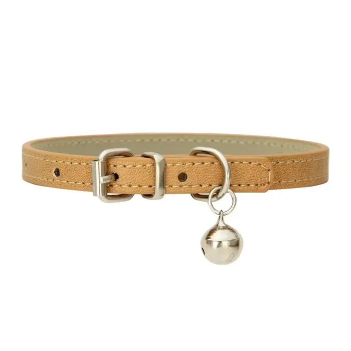 Collier en cuir PU avec cloches pour chien et chat