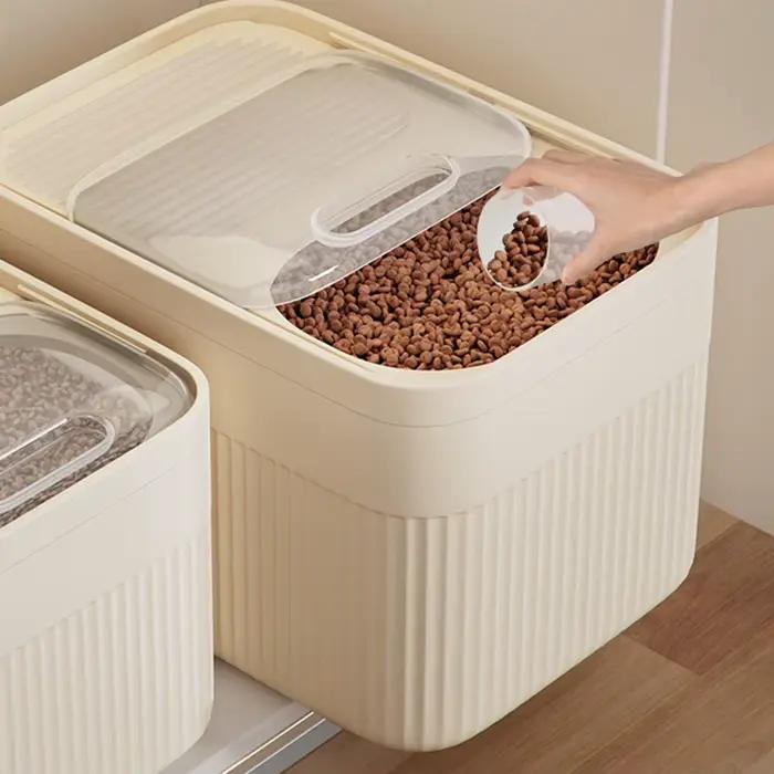 Conteneur de rangement d'aliments pour chiens 5/10 / 15L grande capacité transparente Boîte de nourriture pour animaux