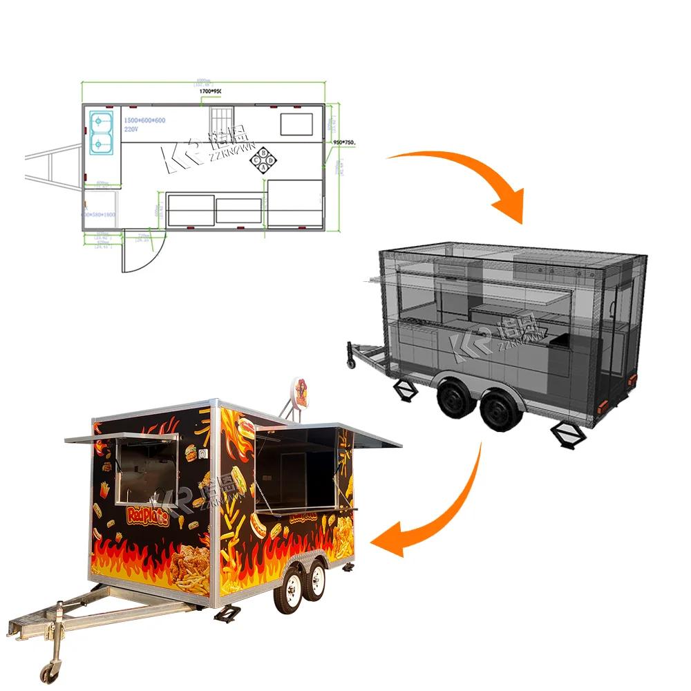 Remorques de nourriture de Concession de restauration, camion de nourriture entièrement équipé, chariot de restauration rapide, cuisine Mobile, camion de nourriture, Restaurant Mobile