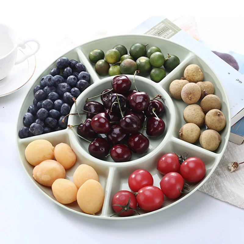 ㈅ Plateau de rangement alimentaire en plastique durable, réutilisable, en forme de fleur, avec 5 compartiments, pour collations et dîner, usage domestique