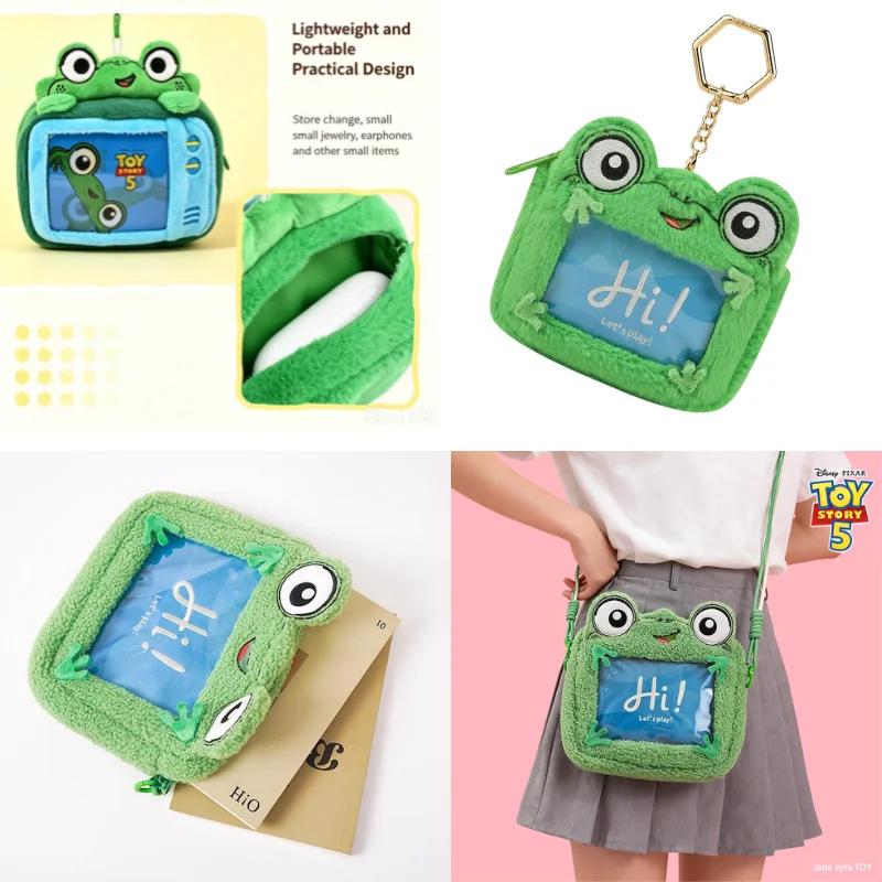 Nouveau! Porte-monnaie en peluche grenouille verte douce, sac de rangement pour écouteurs avec pendentif Disney Toy Story 5, cadeaux pour enfants et filles