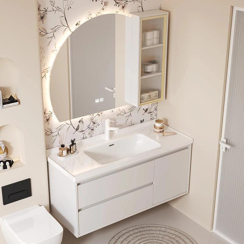 Vanité de salle de bain en bois avec toilettes en bois massif, tiroir Vintage, armoires de rangement, miroirs de maquillage, meubles Bagno