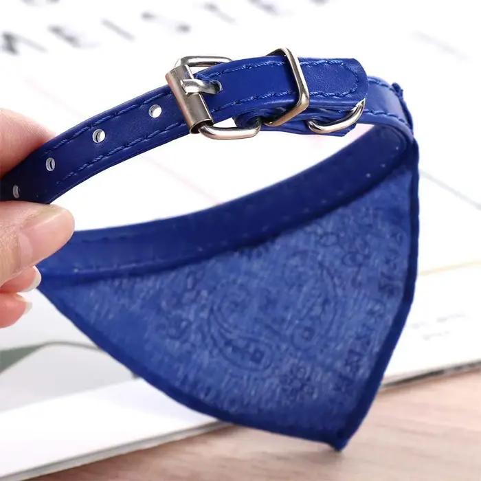 Écharpe de cou réglable en cuir pour animal de compagnie, collier bandana, accessoires pour chiot et