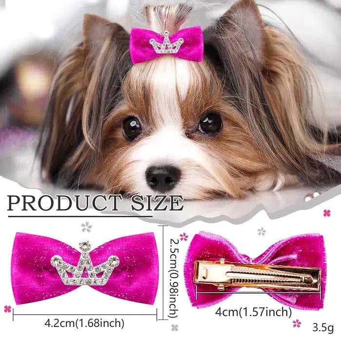 10 pièces paillettes chiens arc épingle à cheveux chiot couronne arc Clips pour chien reine chat chi