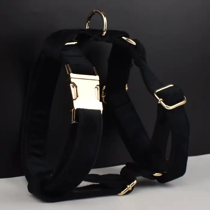 Ensemble collier et laisse pour chien en velours noir, pour chiens de petite, moyenne et grande tail