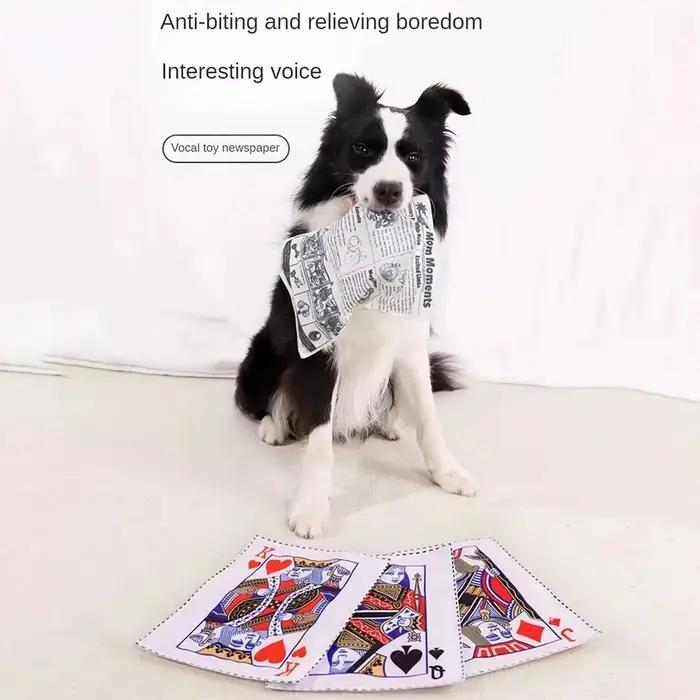 Jouet sonore anti-déchirure pour chien, 1 pièce, simulation de journal couinant, carte de jeu K Q J,