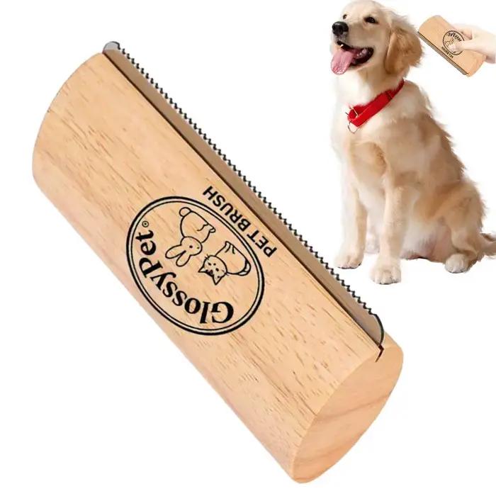 Brosse à poils pour chien antidérapante pour la perte de poils, peigne à sous-koirage en bois pour c