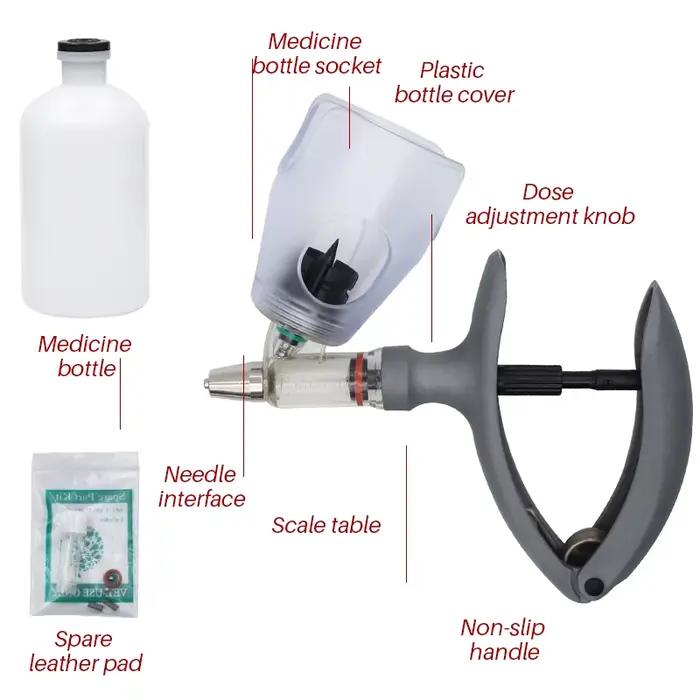 Seringue vétérinaire pour animaux de 2Ml/5Ml, injecteur de vaccin continu réglable pour poulet, coch