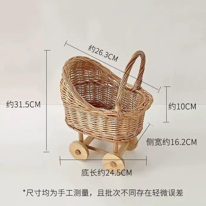 Panier de rangement multifonctionnel en osier tressé à la main pour animaux de compagnie et bébés, d