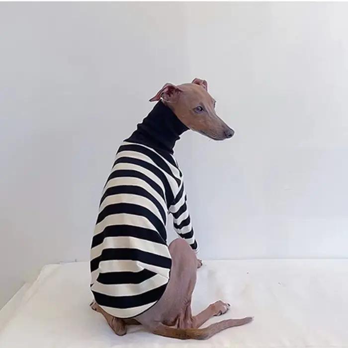 Vêtements pour animaux de compagnie à rayures noires et blanches, nouveaux vêtements de printemps et