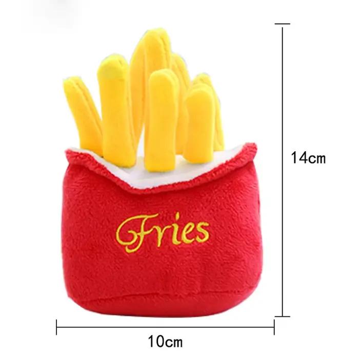 Jouet en peluche amusant pour chien, frites, hamburger, couinement coule, morsure à mâcher, fournitu