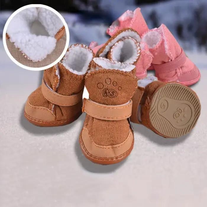 Chaussures pour animaux de compagnie, 4 pièces, épaisses et chaudes, bottes en Carton de neige et de