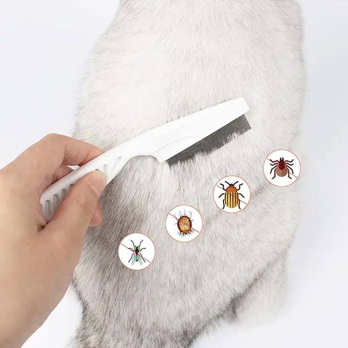 Peigne de soins pour animaux de compagnie, peigne de protection des puces pour chat, chien, en acier