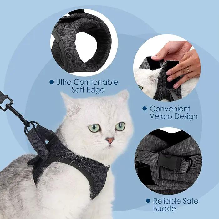 Harnais réglable anti-évasion pour chaton, léger, respirant et doux, gilet de sécurité pour animaux