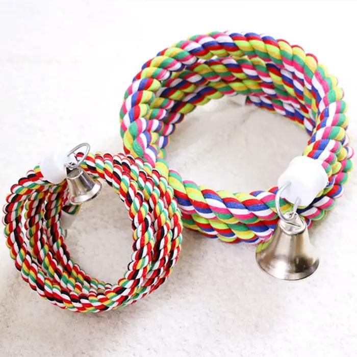 Balançoire à oiseaux en corde coton, perchoir pour Cage suspendue, jouet élastique en spirale pour p