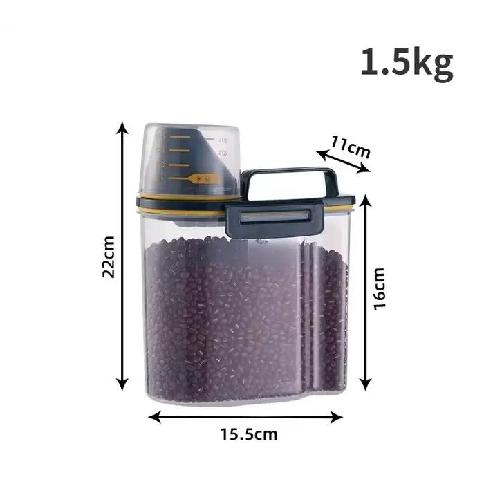 Seau de nourriture pour chien et chat, réservoir de stockage en plastique avec tasse à mesurer, pot