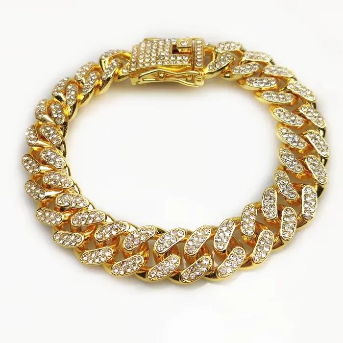 Collier de chien en strass collier de chien de luxe masse de chien Rap Hip Hop chaîne cubaine grande