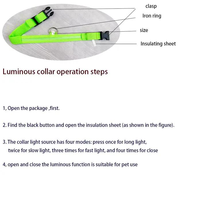 Laisse LED clignotante en nylon pour chien, sécurité nocturne, lueur dans le noir, collier de chien