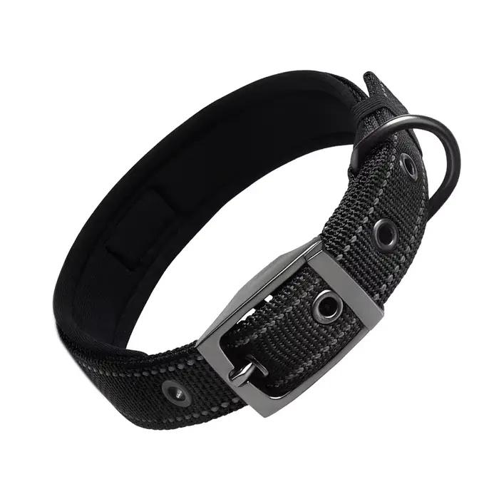 Collier pour chien rayé réfléchissant, nylon anti-fuite, boucle à dégagement rapide, rembourrage dou
