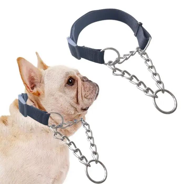 Collier pour animaux de compagnie réglable en Nylon pour grands chiens, collier de pincement antidér