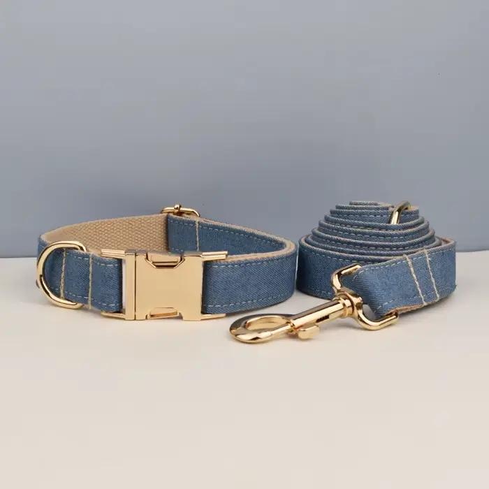 Accessoires pour animaux de compagnie de haute qualité, collier pour chien en denim personnalisé, la