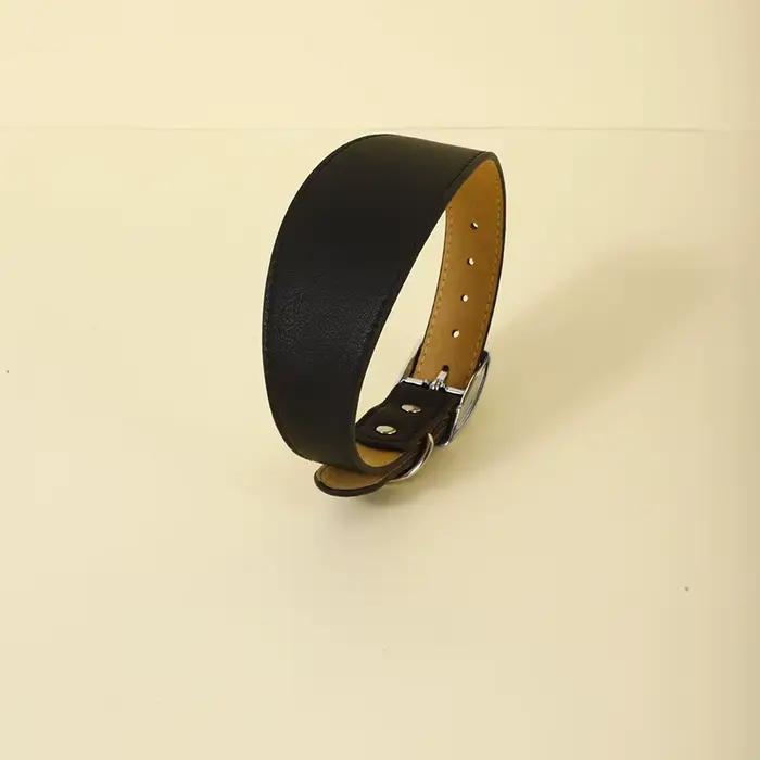 Collier pour animaux de compagnie en PU collier pour chien réglable conception élargie solide et Dur