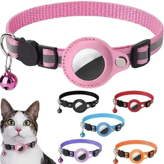 Collier Anti-perte pour traceur GPS Airtag, étui de protection avec cloche, collier réfléchissant po