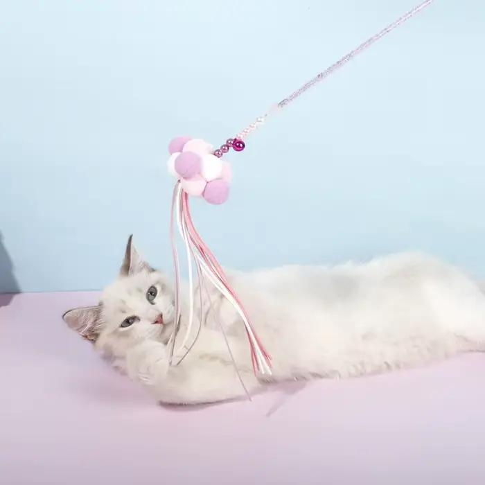 Bâton de jouet interactif à franges pour chat, jouet amusant pour chaton, bâton de fée pour animaux