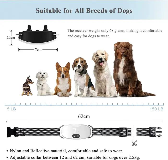 Collier Anti-aboiement pour chien, choc électrique, son de Vibration avec LED pour petits et grands