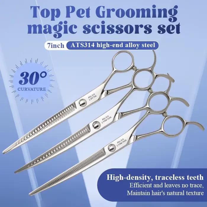 Grue Ciseaux magiques de toilettage pour animaux de compagnie de 7 pouces Coupe et coiffure Chiens m