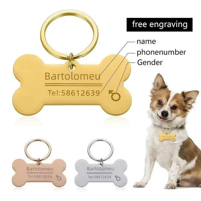Étiquette d'identification personnalisée gravée pour chien et chat, collier Anti-perte pour chiens,