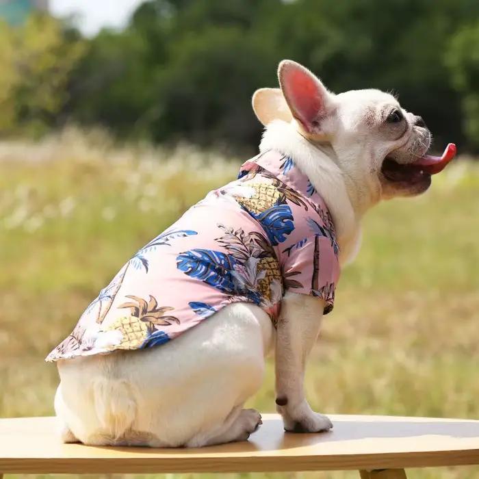 Vêtements d'été pour chiens, cocotier, ananas, fleur, imprimé chien et chat, chemise à manches court