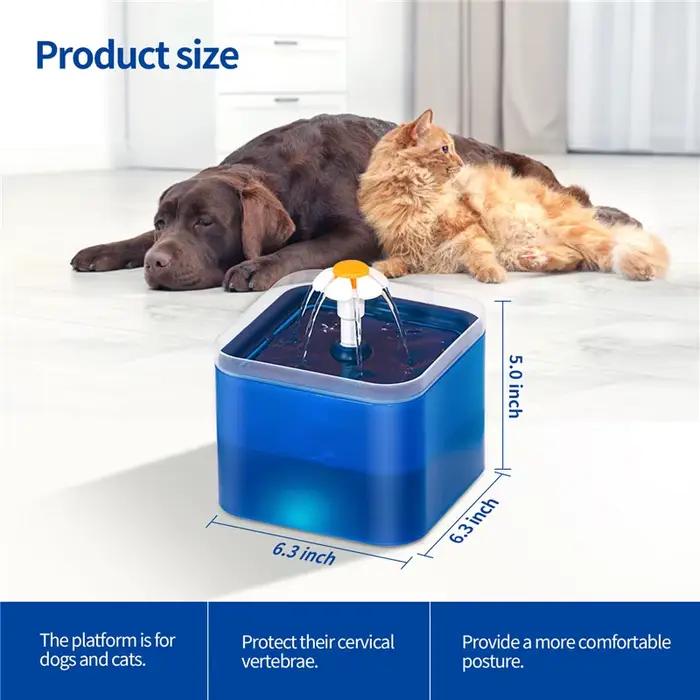 Fontaine d'eau automatique 2L pour chats et chiens, avec éclairage LED, distributeur d'eau USB pour