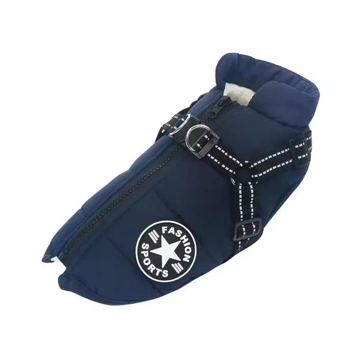 Grande veste pour chien avec harnais, vêtements chauds d'hiver pour chien, manteau imperméable pour