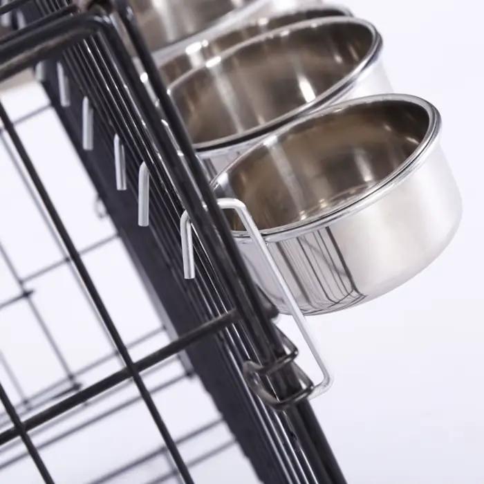 Cage de cintre pour chat, tasse en acier inoxydable, outils d'alimentation pour animaux de compagnie
