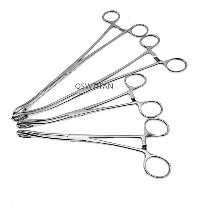 Pince éponge mâchoires dentelées droites/incurvées, Instruments chirurgicaux vétérinaires en acier i