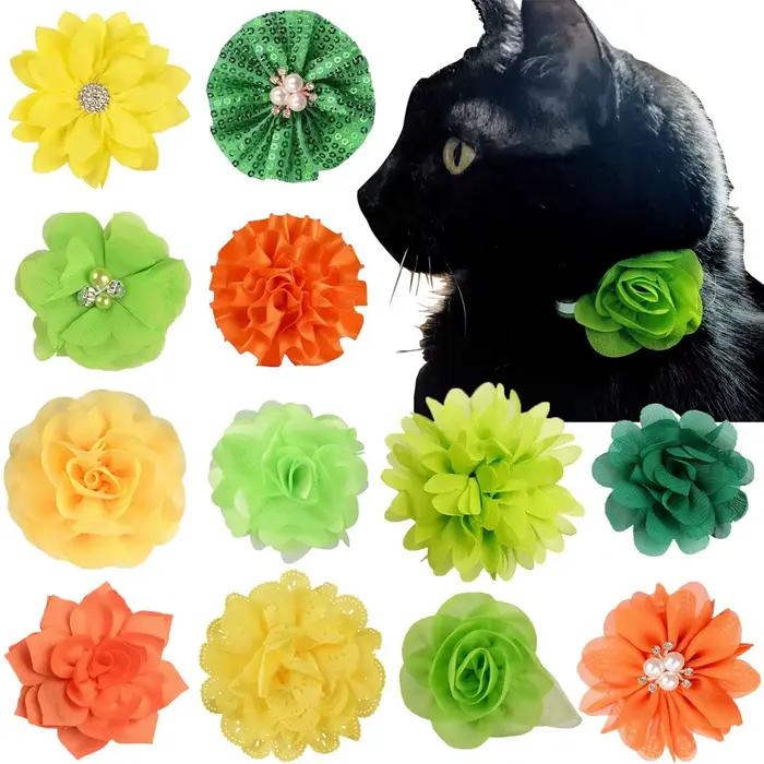 10 pièces fait à la main chien noeud papillon chiot Clolorful fleur collier pour petits chiens anima