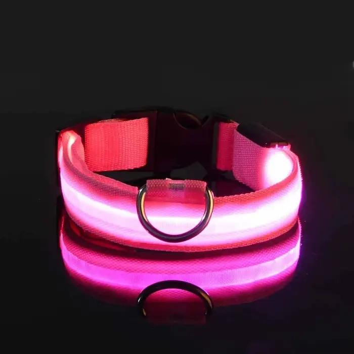 Nylon LED nuit sécurité clignotant lueur dans la nuit laisse pour chien chiens lumineux Fluorescent