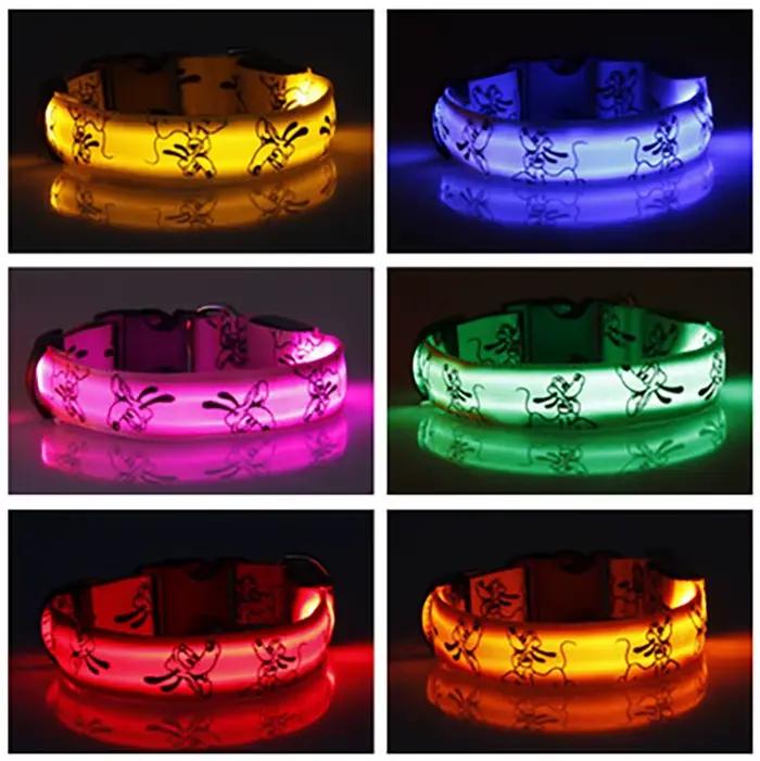 Collier LED réglable pour chien, Rechargeable par USB, sécurité nocturne, lumineux, pour grands chie