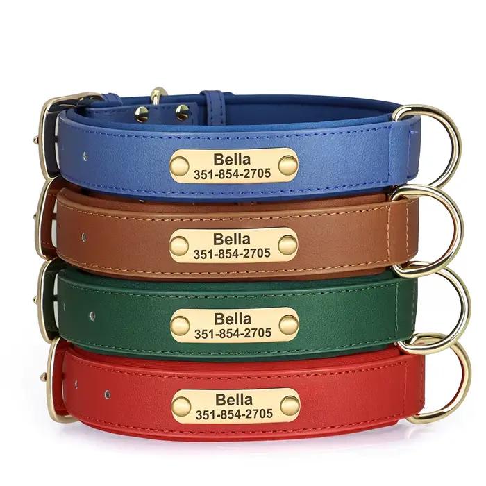 Collier de chien en cuir PU personnalisé colliers de chien rembourrés doux collier d'identification