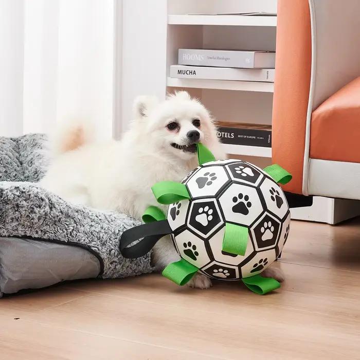 Jouets pour chiens ballon de football avec sangles jouet interactif pour chien pour remorqueur de gu
