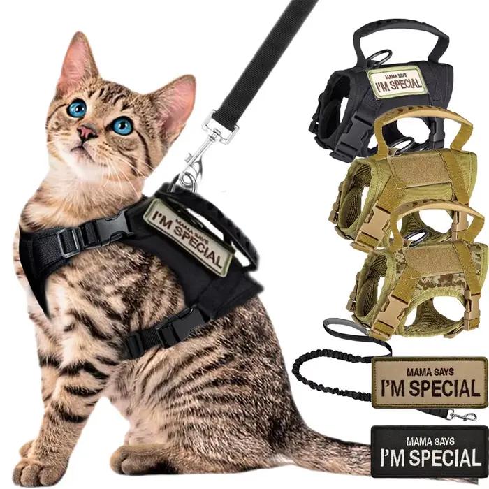 Harnais tactique pour chien et chat, laisse pour travailler, gilet réglable pour animaux de compagni