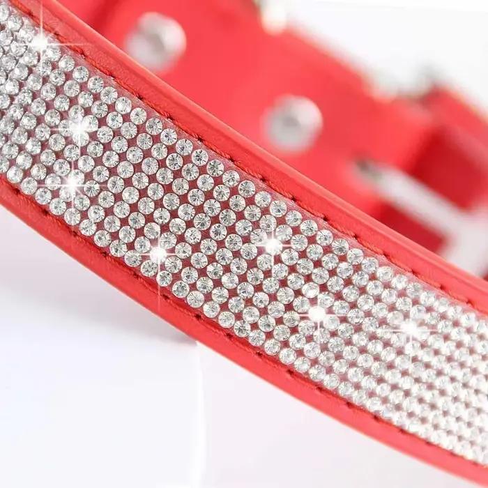 Cristal paillettes strass collier pour animaux de compagnie en cuir chiot collier colliers pour peti