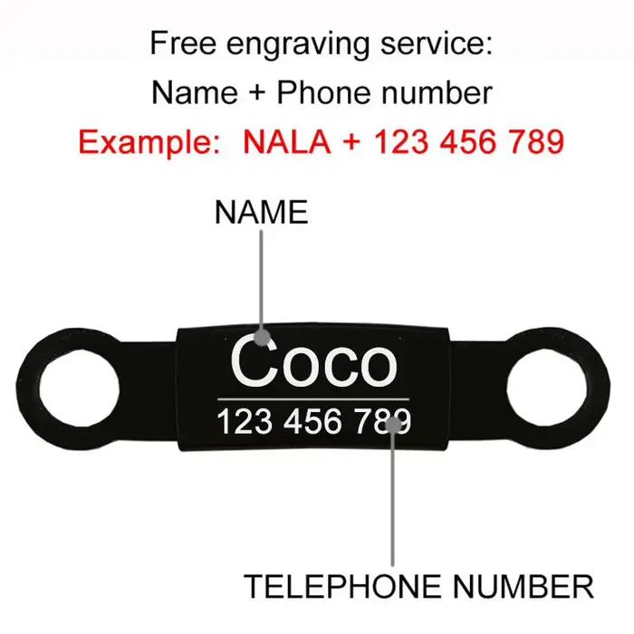 Étiquette d'identification d'animal de compagnie collier personnalisé étiquettes personnalisées grav