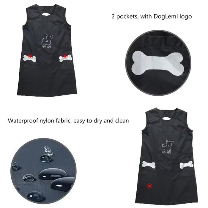 Salopette de toilettage imperméable pour animaux de compagnie, tablier en nylon avec poches, laine a