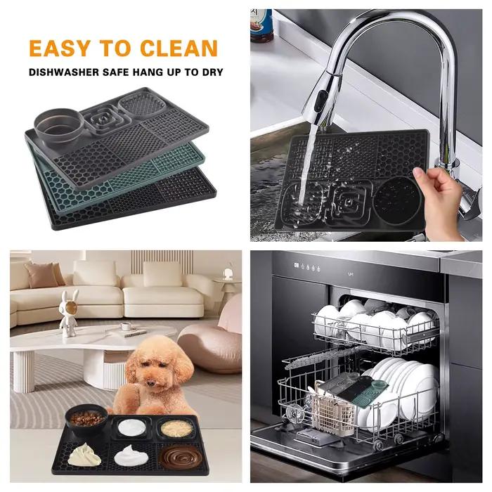 Tapis à lécher en silicone pour chien, mangeoire lente avec ventouse pour nourriture et eau sans BPA
