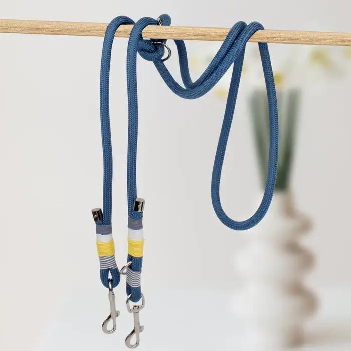 Laisse de chien multifonctionnelle courte et longue, double, bandoulière, taille, marche en plein ai