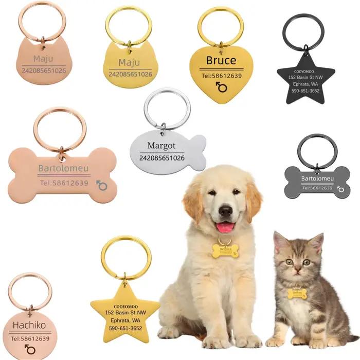 Étiquette d'identification personnalisée gravée pour chien et chat, collier Anti-perte pour chiens,